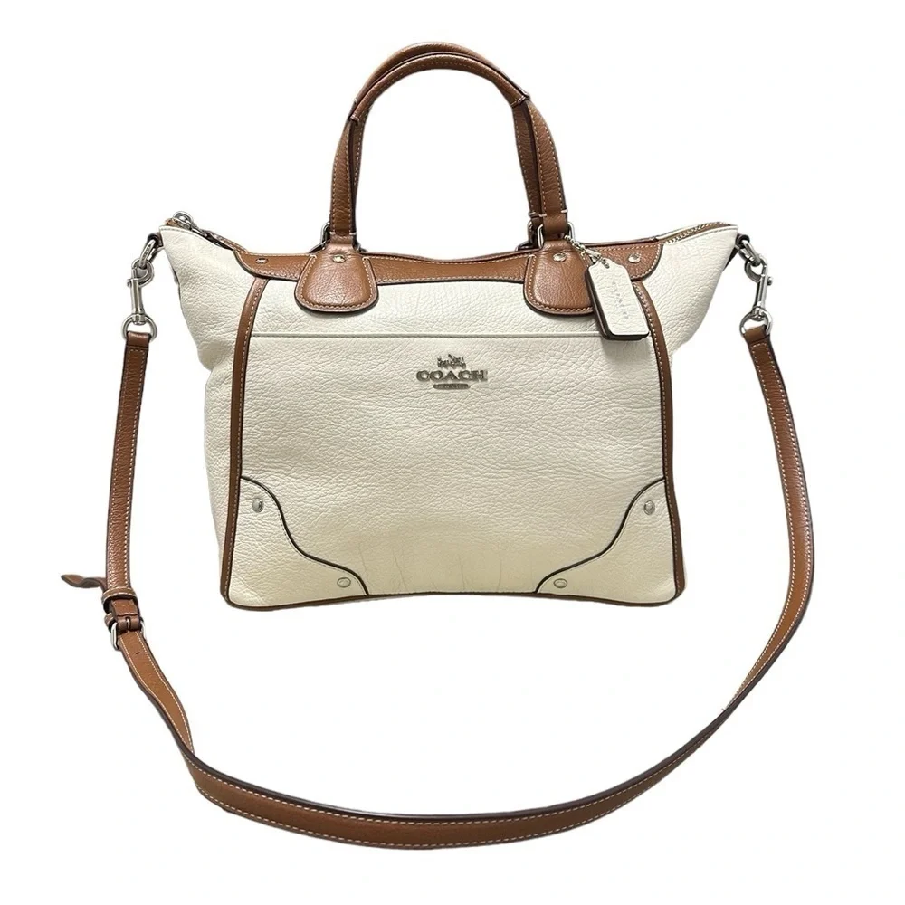 Coach Mickie Satchel in Spectator Leather #F37679 New in Silver/Chalk/Saddle